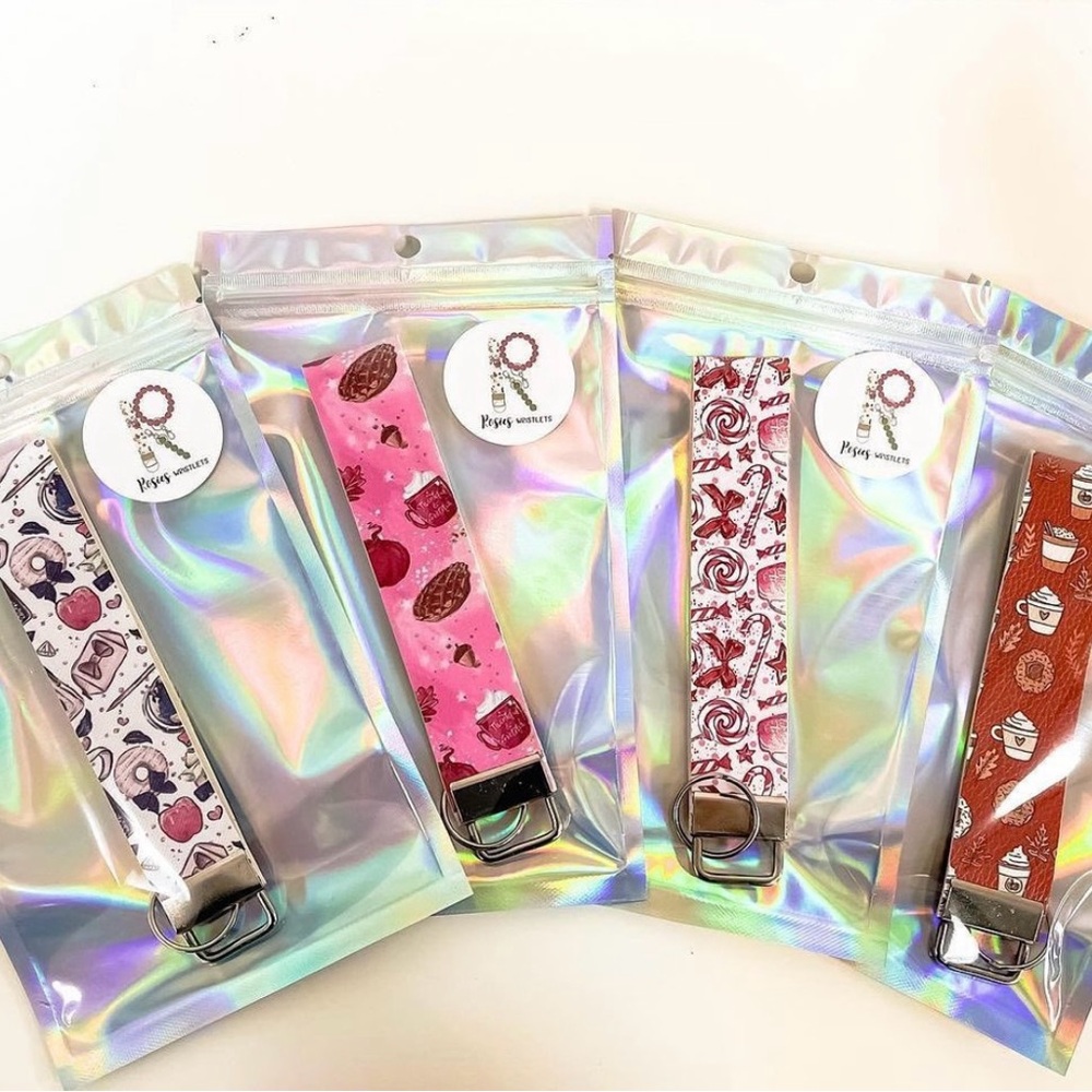 Mystery Faux Leather Handmade Wristlet Keychain